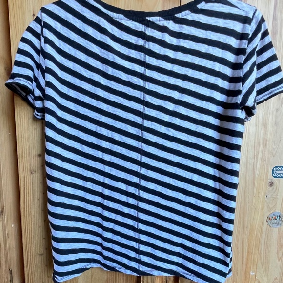 RAG & BONE Punk Rock Chic Black White Diagonal Stripes Striped Tee T-shirt XXS - Picture 3 of 10